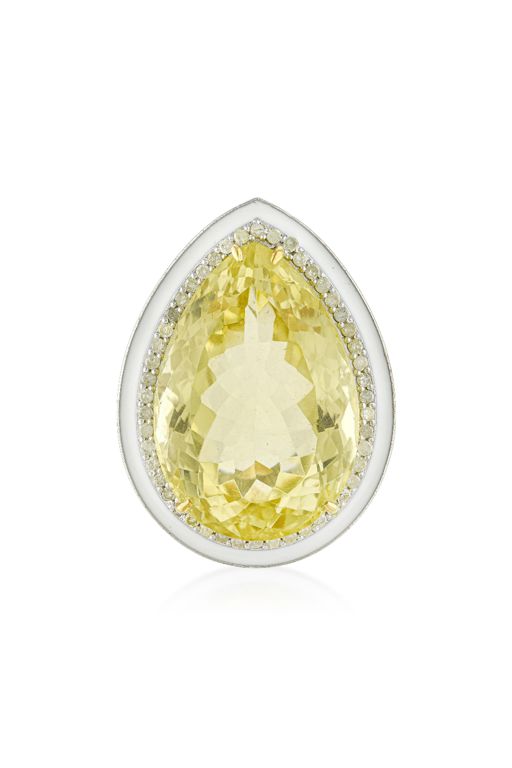 Quartz and Diamond Ring