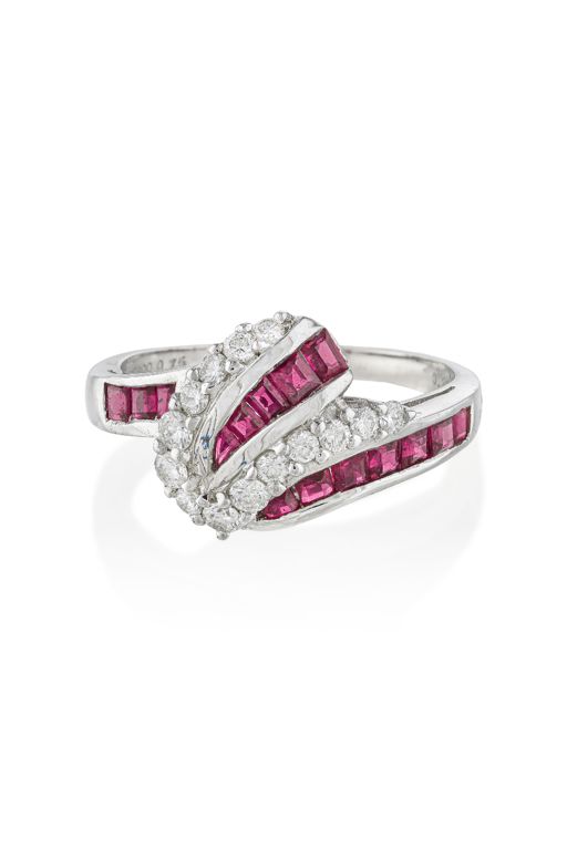 Platinum Ruby and Diamond Ring