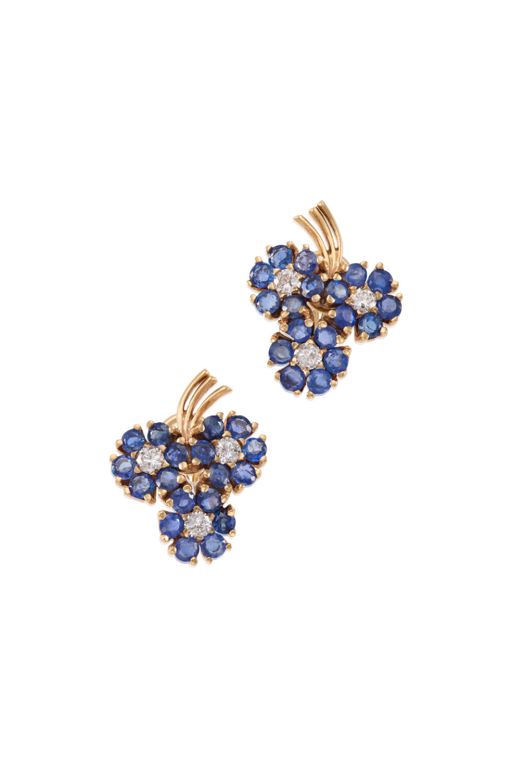 Pair of 12k Gold Sapphire and Diamond Earrings