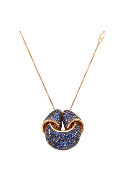 18k Gold Sapphire and Diamond Pendant Necklace