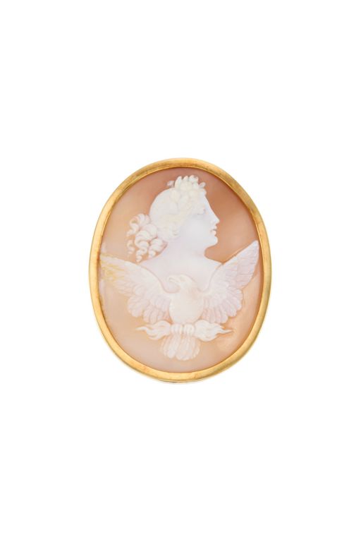 18k Gold Shell Cameo Brooch