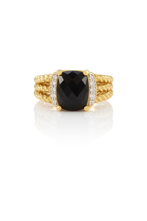 18k Gold Onyx and Diamond Ring