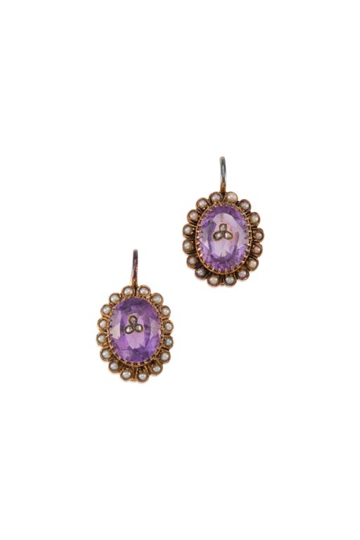 Pair of Gold Multi-Gem Earrings