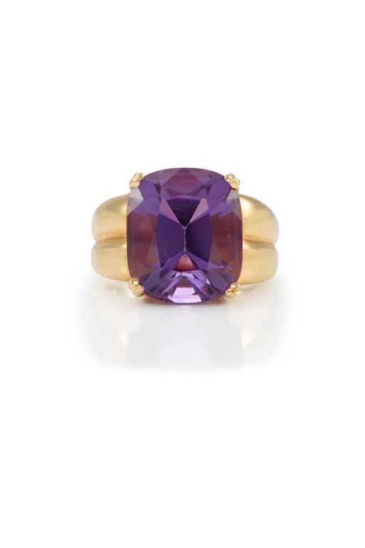 14k Yellow Gold Amethyst Ring