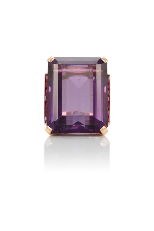 14k Gold Amethyst and Ruby Ring