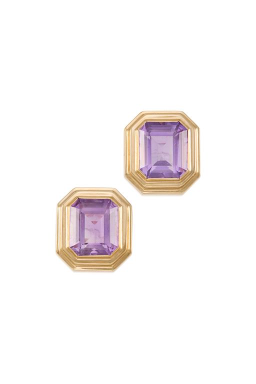 Pair of 14k Gold Amethyst Earrings