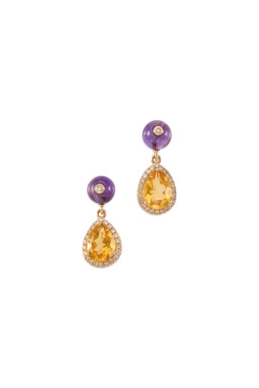 Pair of 14k Gold Multi-Gem Earrings