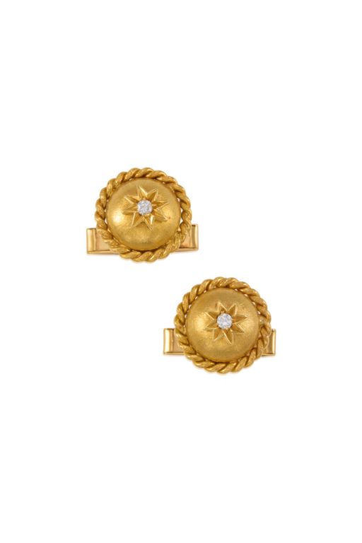 Pair of 14k Gold Diamond Cufflinks