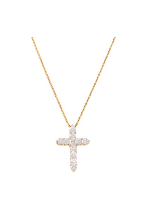 14k Gold Diamond Cross Pendant Necklace