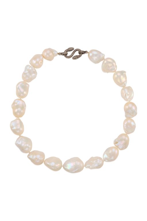 Silver Pearl and Diamond Necklace