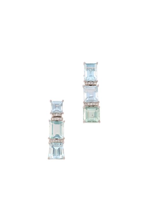 Pair of Platinum Aquamarine and Diamond Earrings