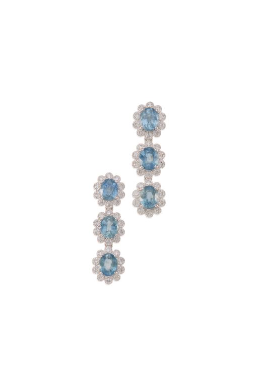 Pair of Platinum Sapphire and Diamond Earrings