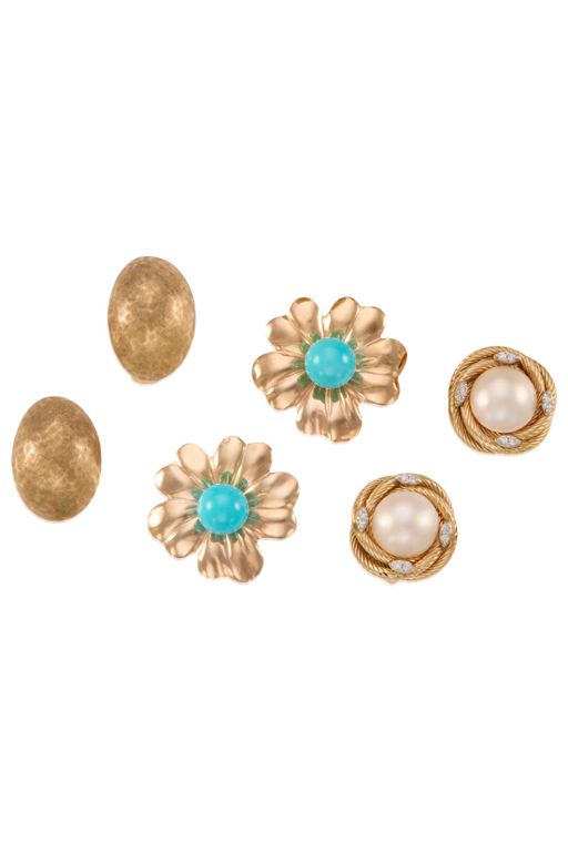 Three Gold Multi-Gem Earrings