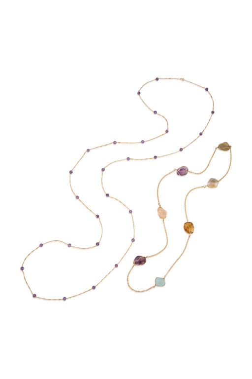Two Gold Multi-Gem Necklaces