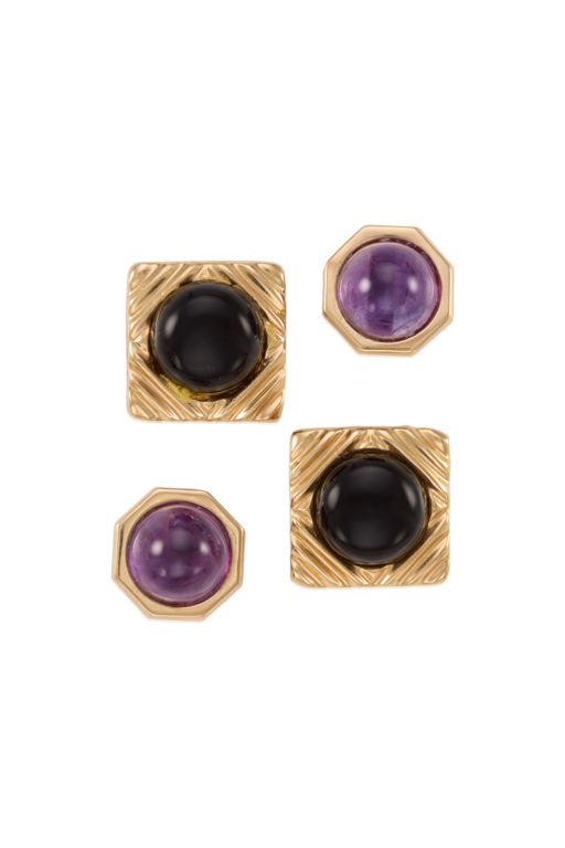 Two Pairs of 12k Gold Multi-Gem Earrings