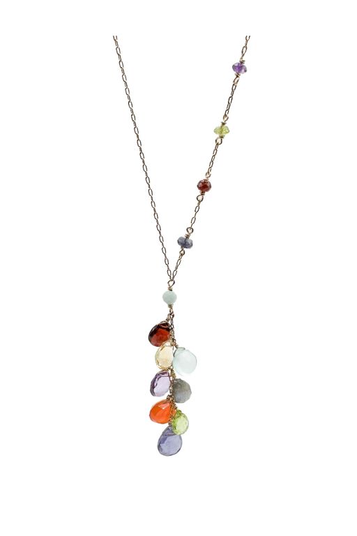 14k Gold Multi-Gem Pendant Necklace