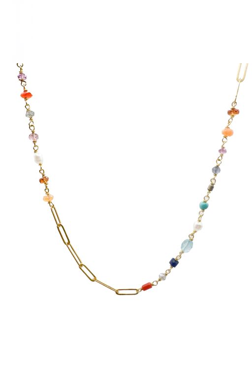 22k Gold Multi-Gem and Pearl Necklace