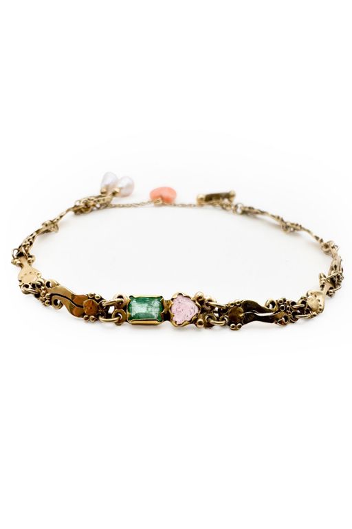 14k Gold Pearl and Multi-Gem Bracelet