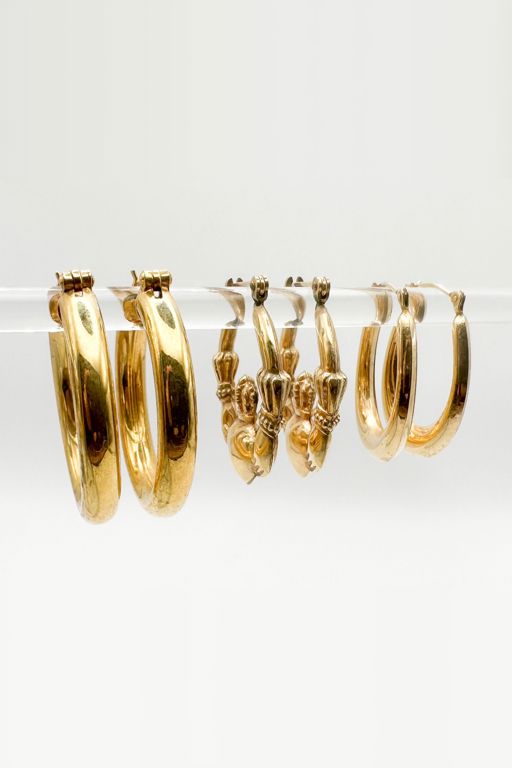 Three Pairs of 14k Gold Earrings