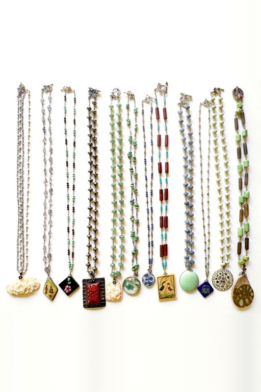 Twelve Sterling Silver Multi-Gem Necklaces