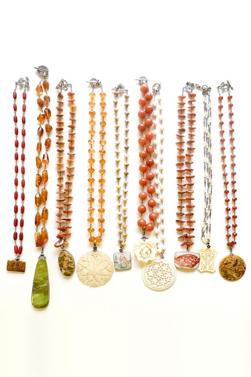 Ten Sterling Silver Multi-Gem Necklaces