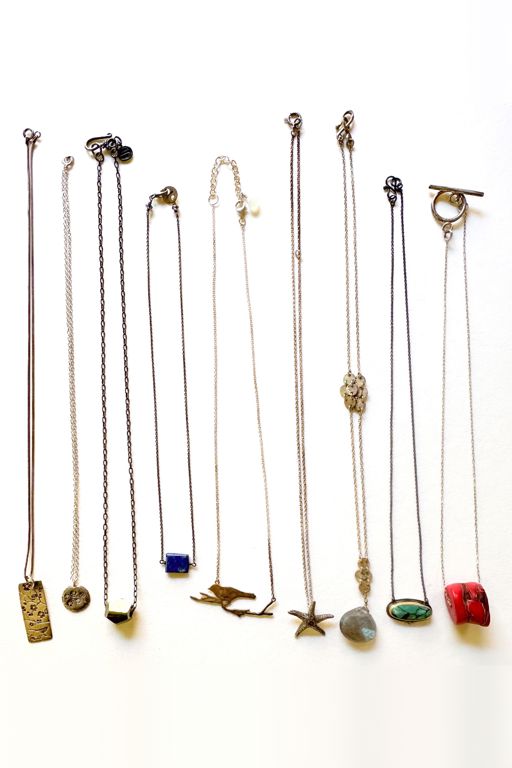 Nine Sterling Silver Multi-Gem Necklaces