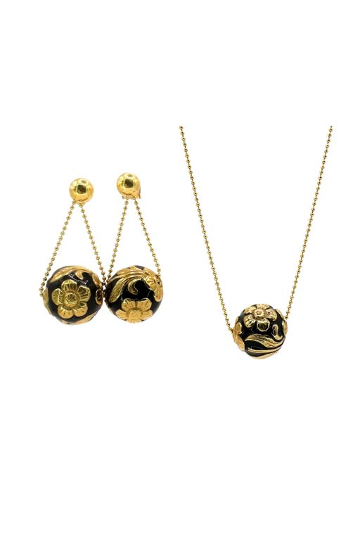 18k Gold Enamel Jewelry Set