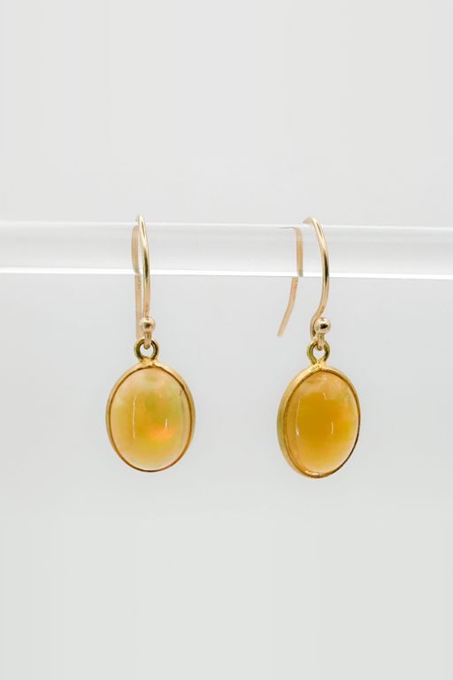 Pair of 18k Gold Opal Earrings