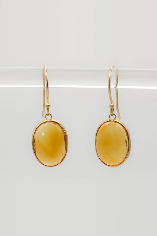 Pair of 18k Gold Citrine Earrings