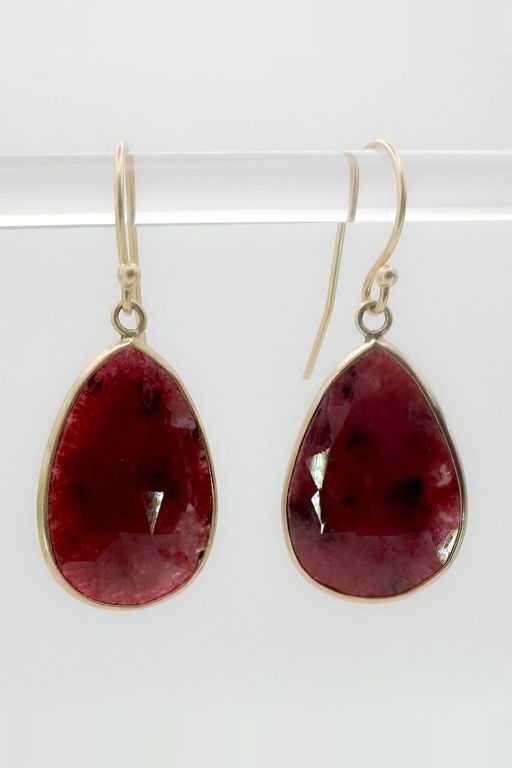 Pair of 18k Gold Ruby Earrings