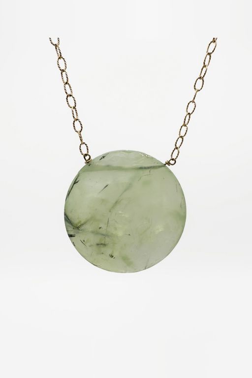 14k Gold Prehnite Pendant Necklace