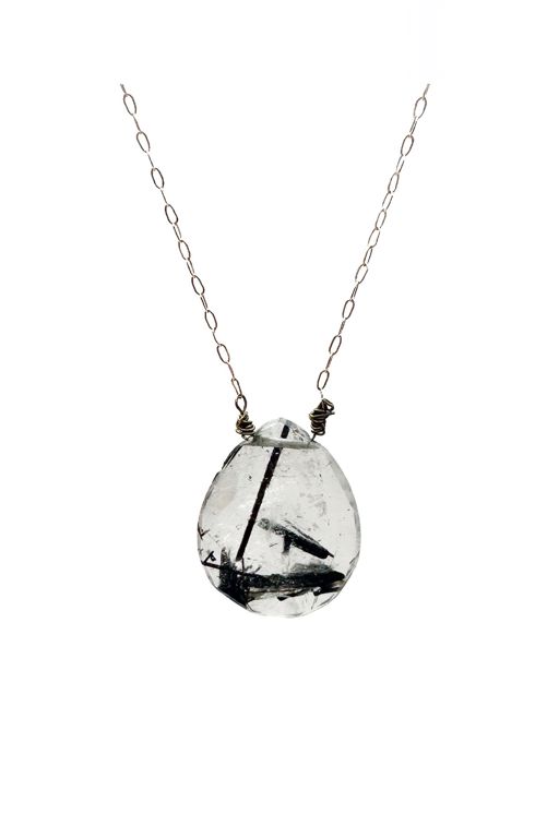 14k Gold Quartz Pendant Necklace