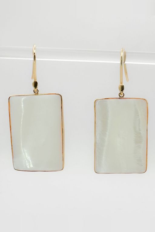 Pair of 18k Gold Mother of Pearl Earrings