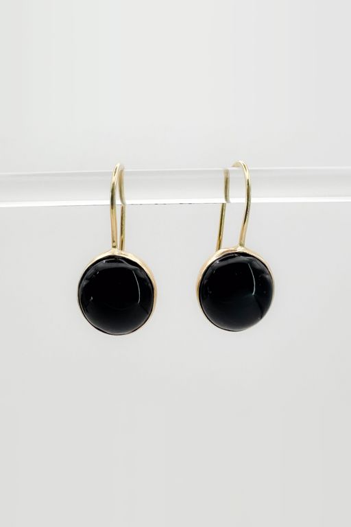 Pair of 18k Gold Onyx Earrings