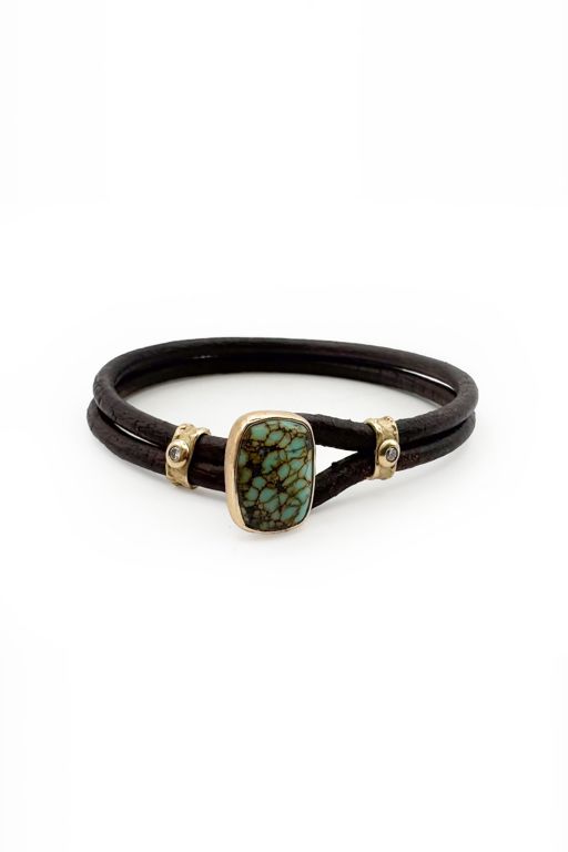14k Gold Turquoise and Diamond Bracelet