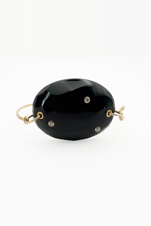 14k Gold Onyx and Diamond Bracelet