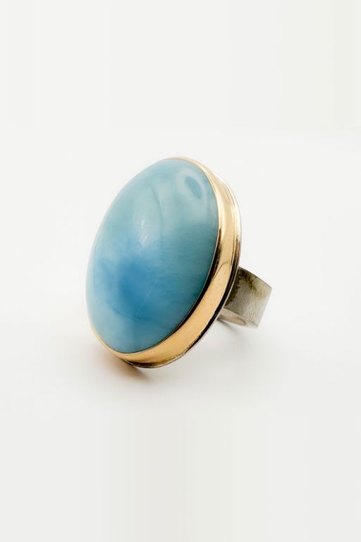 14k Gold Larimar Ring