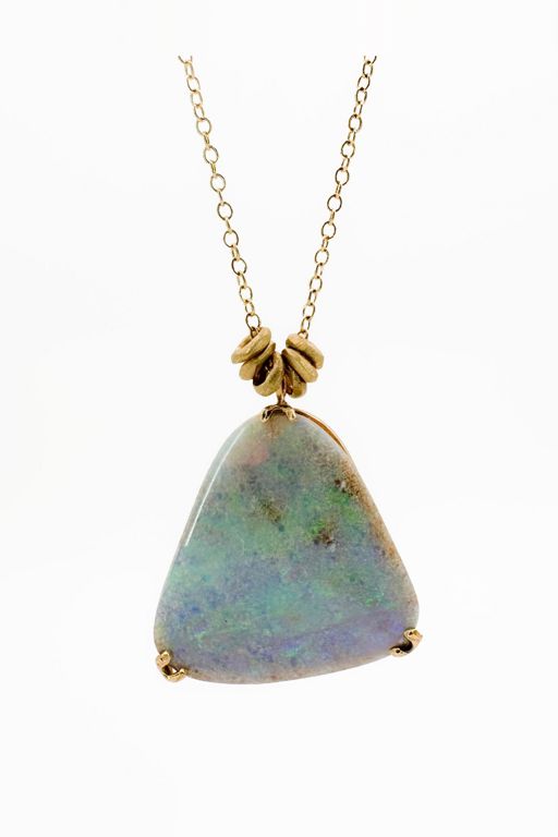 14k Gold Opal Pendant Necklace
