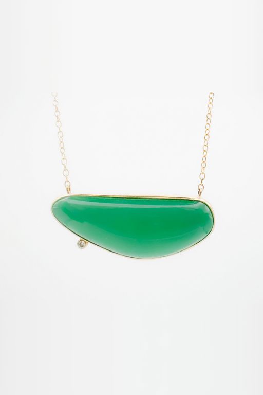 14k Gold Onyx and Diamond Pendant Necklace