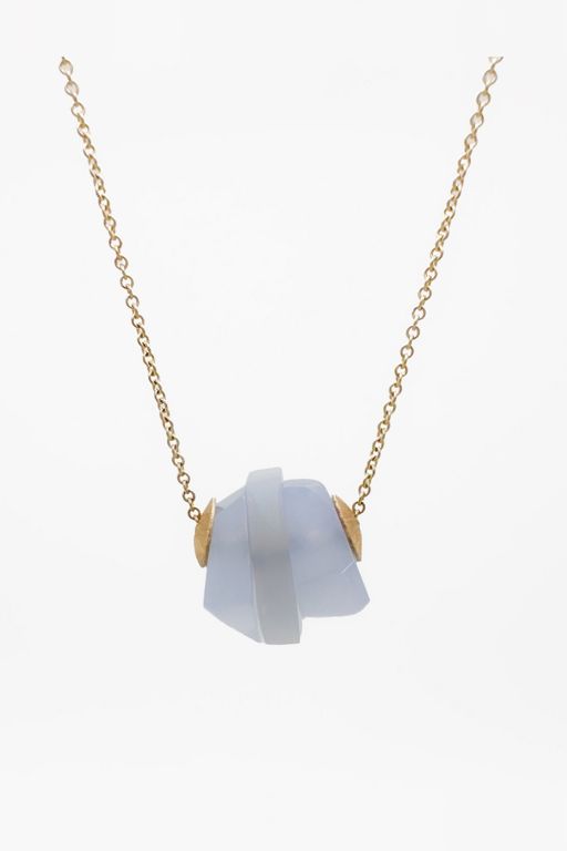 14k Gold Chalcedony and Quartz Necklace