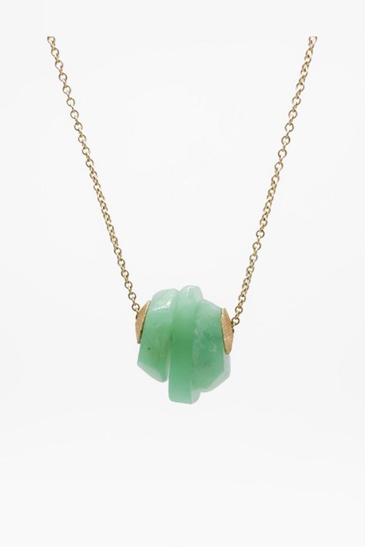 14k Gold Chrysoprase Necklace