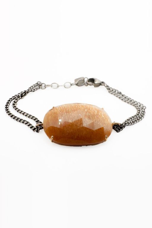 14k Gold and Sterling Silver Quartz Bracelet