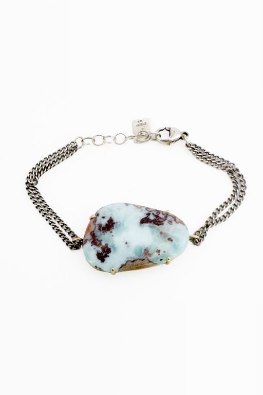 14k Gold and Sterling Silver Turquoise Bracelet