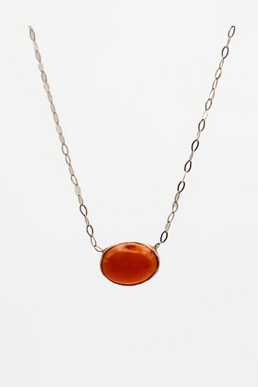 14k Gold Carnelian Pendant Necklace