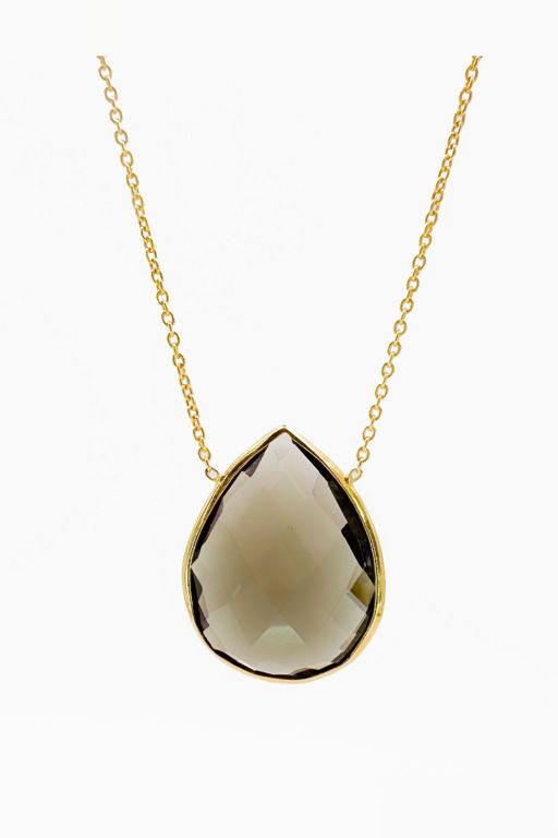 18k Gold Quartz Pendant Necklace