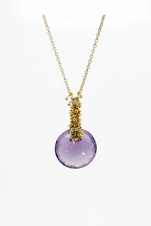 18k Gold Amethyst Pendant Necklace