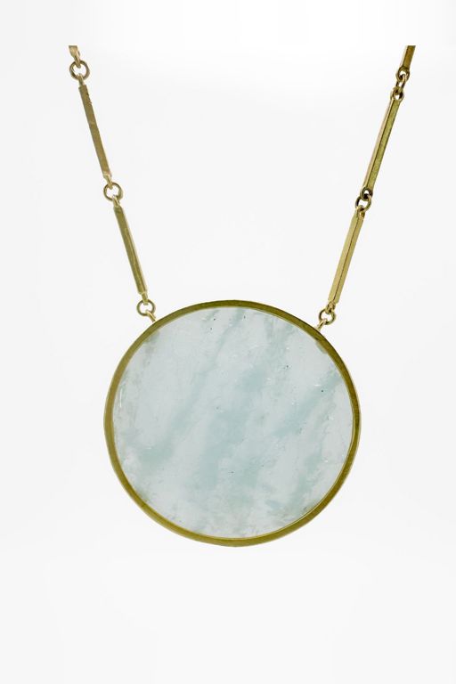 18k Gold Aquamarine Pendant Necklace