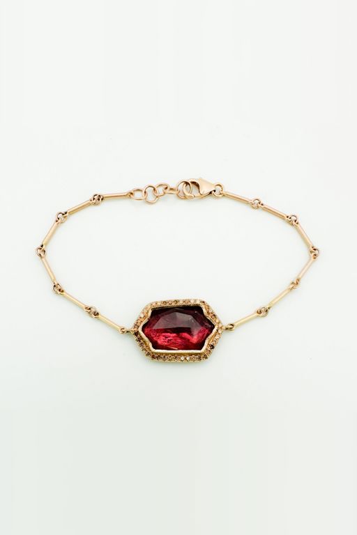 14k Gold Tourmaline and Diamond Bracelet