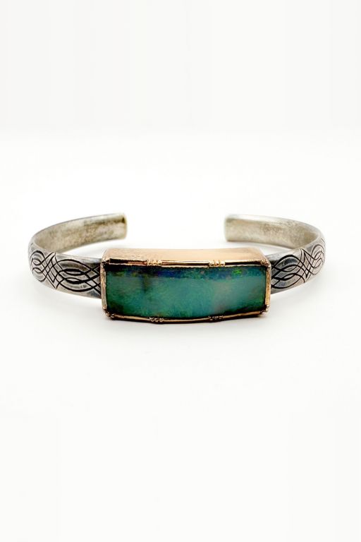18k Gold and Silver Opal Bracelet