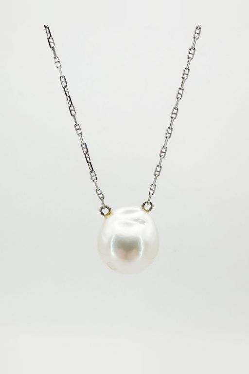 14k White Gold Pearl Pendant